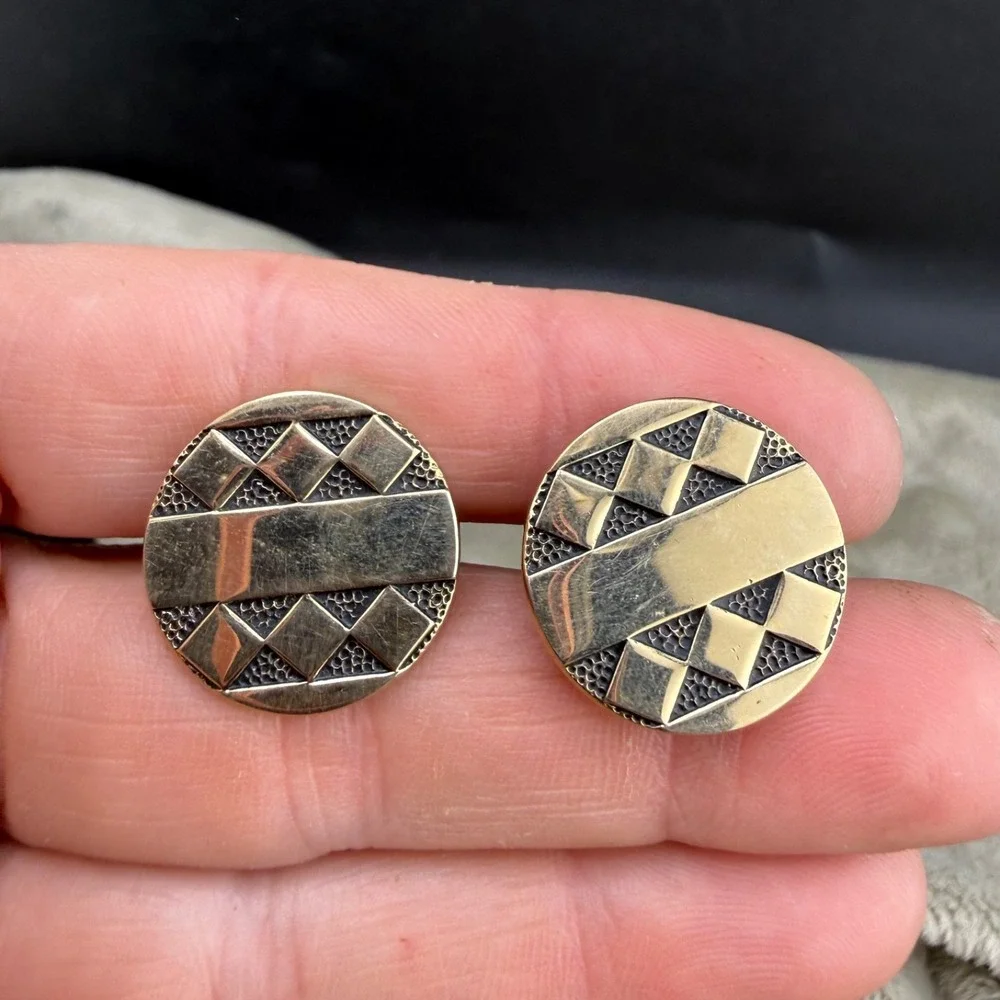Vintage Cufflinks Lot of 3 One Signed Blue